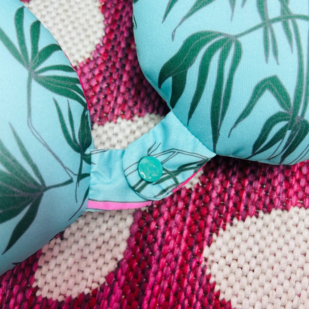 Tropical Pink Flamingo Travel Neck Pillow Microbead Filled w/ Snap Closure NWOT - Picture 4 of 5